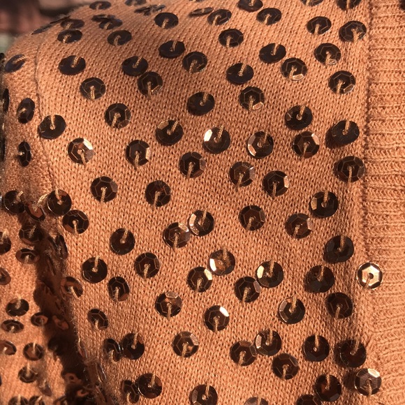 Sequins cardigan, color caramel - Picture 2 of 5